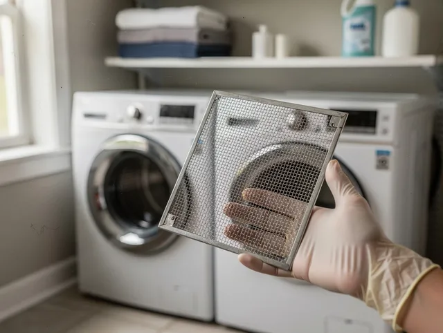 San Gabriel Dryer Vent Cleaning specialist performing detailed lint trap cleaning service in San Gabriel