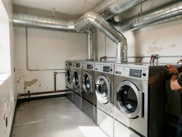 San Gabriel Dryer Vent Cleaning team performing large-scale commercial dryer vent cleaning in San Gabriel