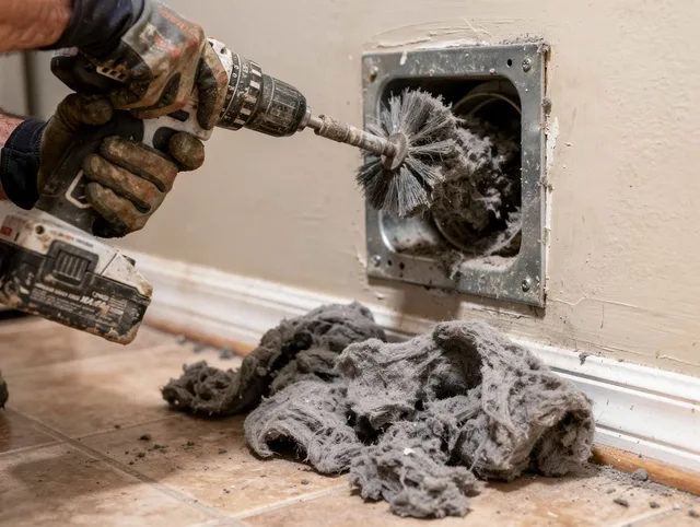 Certified San Gabriel Dryer Vent Cleaning technician performing dryer vent cleaning in San Gabriel