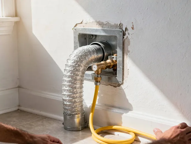 San Gabriel Dryer Vent Cleaning certified technician performing specialized gas dryer vent cleaning in San Gabriel